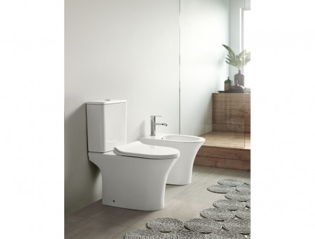 Унитаз-Компакт «Azario» Fretta Round, Безободковый с Бачком, Микролифт, 650x770x340 (AZ-1217 + AZ-1216)