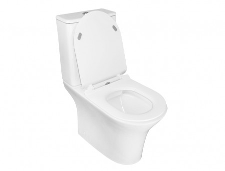 Унитаз-Компакт «Azario» Fretta Round, Безободковый с Бачком, Микролифт, 650x770x340 (AZ-1217 + AZ-1216-G)