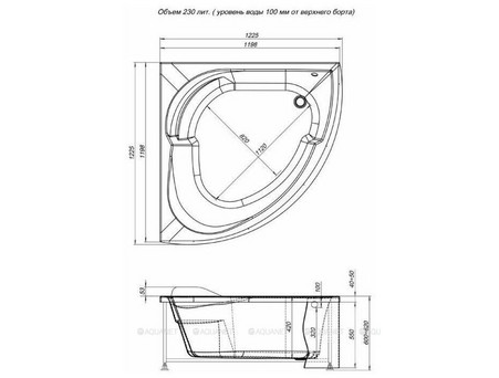 Фронтальная Панель «Aquanet» Fregate 120х120, Белая (00179234)