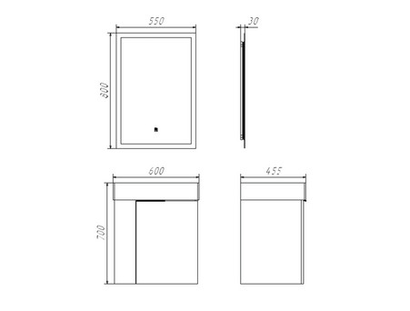 Тумба с Раковиной «Comforty» Асти-60П Подвесная, 60x86x45см, Бетон Светлый (00-00019191CF)