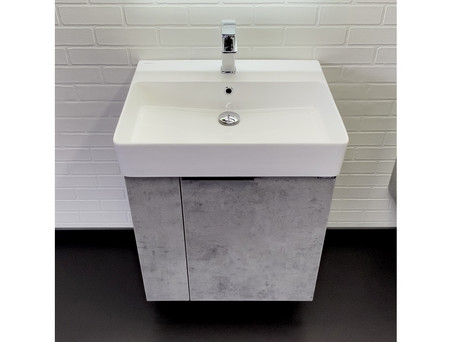Тумба с Раковиной «Comforty» Асти-60П Подвесная, 60x86x45см, Бетон Светлый (00-00019191CF)