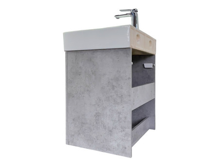 Тумба с Раковиной «Comforty» Асти-60П Подвесная, 60x86x45см, Бетон Светлый (00-00019191CF)