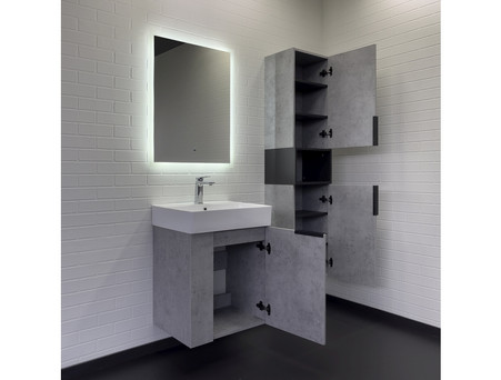 Тумба с Раковиной «Comforty» Асти-60П Подвесная, 60x86x45см, Бетон Светлый (00-00019191CF)