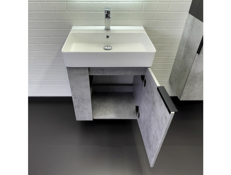 Тумба с Раковиной «Comforty» Асти-60П Подвесная, 60x86x45см, Бетон Светлый (00-00019191CF)