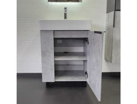Тумба с Раковиной «Comforty» Асти-60Н Напольная, 60x86x45см, Бетон Светлый (00-00019190CF)