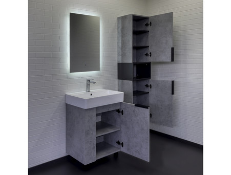 Тумба с Раковиной «Comforty» Асти-60Н Напольная, 60x86x45см, Бетон Светлый (00-00019190CF)