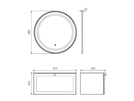 Зеркало «Comforty» Ереван-70, LED Подсветка, 70x70x3см, Белый Глянец (00-00014142CF)