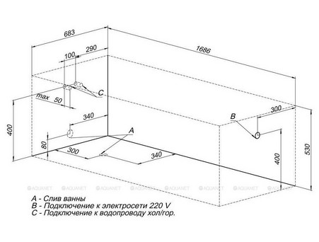 Акриловая Ванна «Aquanet» Extra 170x70, с Каркасом (00205482)