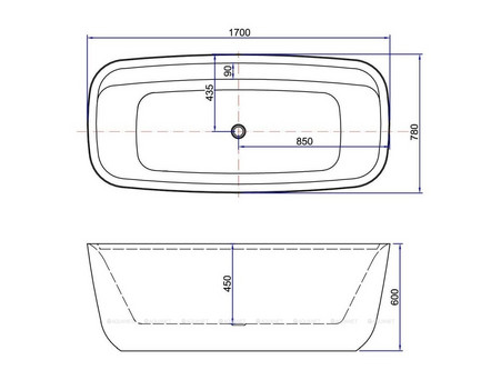Акриловая Ванна «Aquanet» Family Fine 170x78 Gloss Finish, Панель Black Matte (95778-GW-MB)
