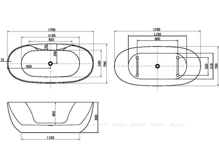 Акриловая Ванна «Aquanet» Family Sweet 170x78 Gloss Finish (155778-GW)
