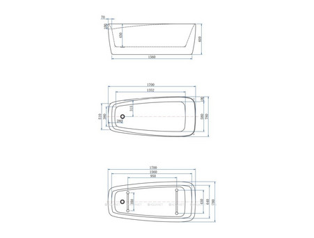 Акриловая Ванна «Aquanet» Family Trend 170x78 Matt Finish, Панель Black Matte (90778-MW-MB)