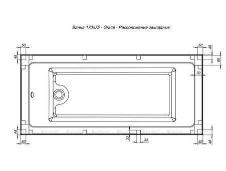 Акриловая Ванна «Aquanet» Grace 170x75, с Каркасом (00312397)