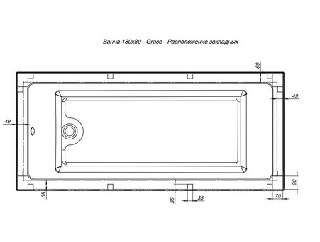 Акриловая Ванна «Aquanet» Grace 180x80, с Каркасом (00292067)