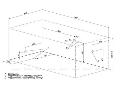 Акриловая Ванна «Aquanet» Grenada 180x90, с Каркасом (00205493)