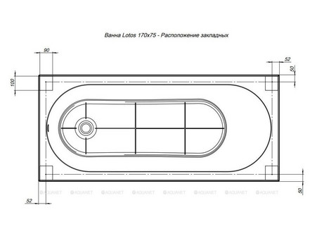 Акриловая Ванна «Aquanet» Lotos 170x75, с Каркасом (00311882)