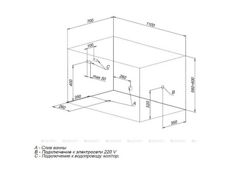 Акриловая Ванна «Aquanet» Seed 110x70, с Каркасом (00246173)
