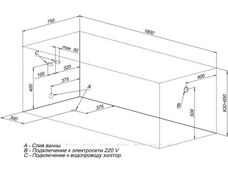 Акриловая Ванна «Aquanet» Viola New 180x75, с Каркасом (00242745)