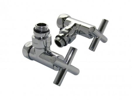 Вентиль для Полотенцесушителя «Aquanet» 3/4x1/2 Г/Ш, Угловой Крест, Отражатель (SMT8200SCH0405/2C)