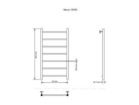 Полотенцесушитель Водяной «Aquanet» Mauro 1000x500 Хром (00282318)