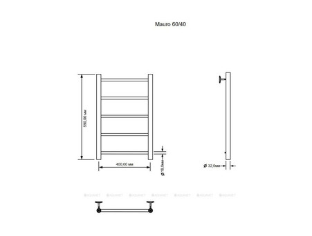 Полотенцесушитель Водяной «Aquanet» Mauro 600x400 Хром (00282315)
