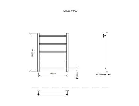 Полотенцесушитель Водяной «Aquanet» Mauro 600x500 Хром (00282316)