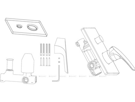Смеситель для Душа «Aquanet» Static, с Внутренней Частью (AF330-51C)