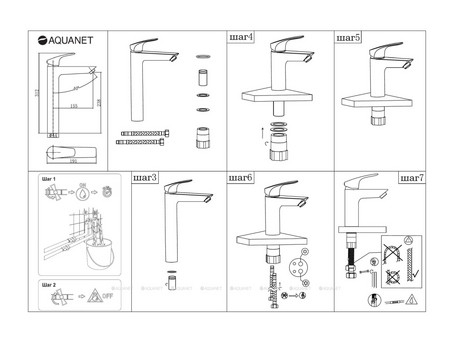 Смеситель для Раковины «Aquanet» Static Black (AF330-11B)