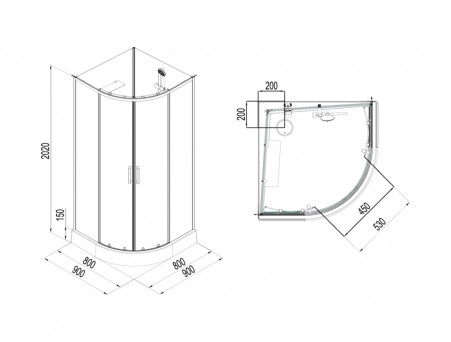 Душевая Кабина «Aquanet» Passion EVO R Black 90x90 Набор 1 (00267256)