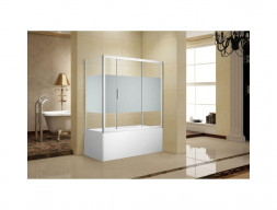 Шторка на Ванну «Aquanet» Practic с Боковой Стенкой AE10-B-160H150U-CP + AE10-F-75H150U-CP, Прозрачное Стекло/Шелкография (00254249)