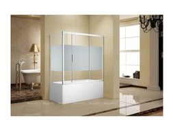 Шторка на Ванну «Aquanet» Practic с Боковой Стенкой AE10-B-160H150U-CP + AE10-F-80H150U-CP, Прозрачное Стекло/Шелкография (00254250)