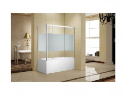 Шторка на Ванну «Aquanet» Practic с Боковой Стенкой AE10-B-170H150U-CP + AE10-F-80H150U-CP, Прозрачное Стекло/Шелкография (00254253)