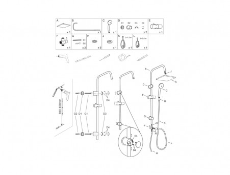 Душевая Стойка «Aquanet» Passion S AF300-70-S-B (00261837)