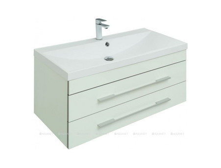 Тумба с Раковиной «Aquanet» Верона 100, Белый, Подвесная, 2 Ящика (00287664)