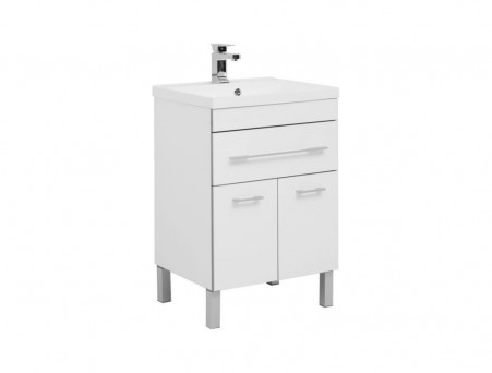 Тумба с Раковиной «Aquanet» Верона 58, Белый, Напольная, 1 Ящик, 2 Дверцы (00287667)