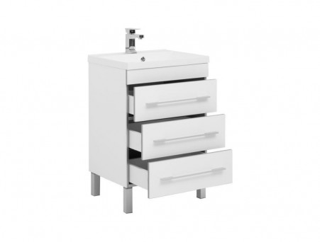 Тумба с Раковиной «Aquanet» Верона 58, Белый, Напольная, 3 Ящика (00287668)