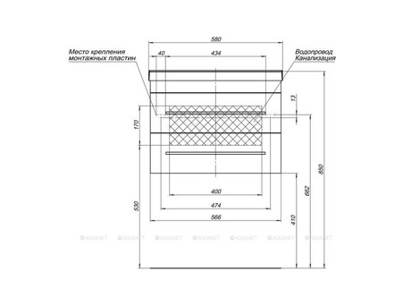 Тумба с Раковиной «Aquanet» Нота 58, Белый (00287706)