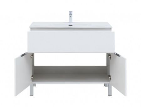 Тумба с Раковиной «Aquanet» Алвита New 100, 1 Ящик, 2 Дверцы, Белый Матовый (00277554)
