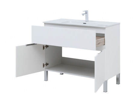 Тумба с Раковиной «Aquanet» Алвита New 100, 1 Ящик, 2 Дверцы, Белый Матовый (00277554)