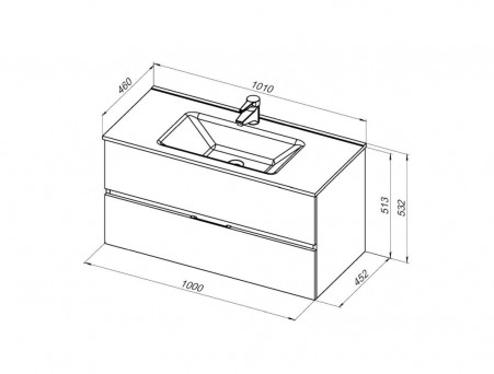 Тумба с Раковиной «Aquanet» Алвита New 100, 2 Ящика, Дуб Веллингтон Белый (00277521)