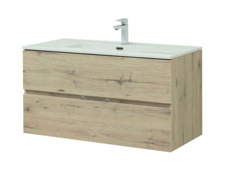 Тумба с Раковиной «Aquanet» Алвита New 100, 2 Ящика, Дуб Веллингтон Белый (00277521)