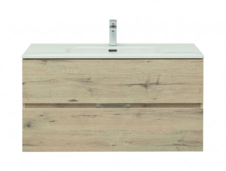 Тумба с Раковиной «Aquanet» Алвита New 100, 2 Ящика, Дуб Веллингтон Белый (00277521)