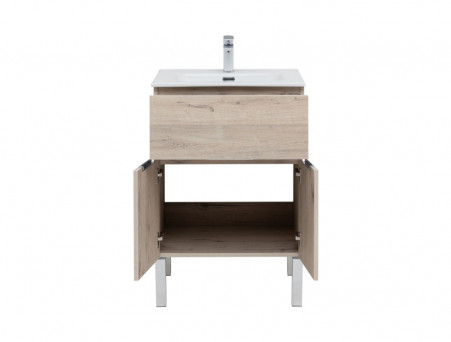 Тумба с Раковиной «Aquanet» Алвита New 60, 1 Ящик, 2 Дверцы, Дуб Веллингтон Белый (00277549)