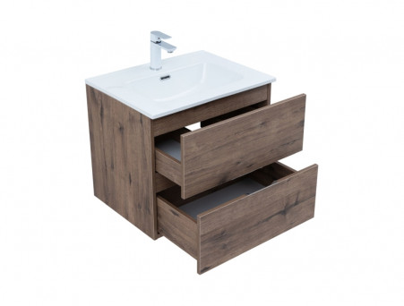 Тумба с Раковиной «Aquanet» Алвита New 60, 2 Ящика, Дуб Веллингтон Табак (00334184)