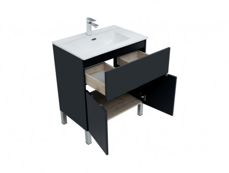 Тумба с Раковиной «Aquanet» Алвита New 70, 1 Ящик, 2 Дверцы, Антрацит (00303900)