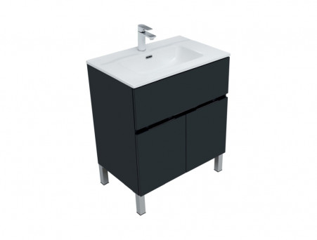 Тумба с Раковиной «Aquanet» Алвита New 70, 1 Ящик, 2 Дверцы, Антрацит (00303900)