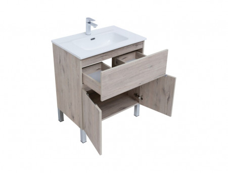 Тумба с Раковиной «Aquanet» Алвита New 70, 1 Ящик, 2 Дверцы, Дуб Веллингтон Белый (00303902)