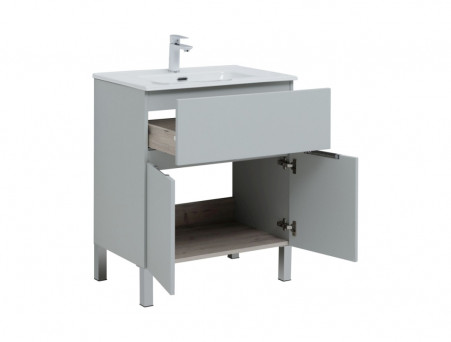 Тумба с Раковиной «Aquanet» Алвита New 70, 1 Ящик, 2 Дверцы, Серый (00303899)