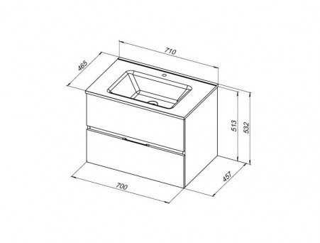 Тумба с Раковиной «Aquanet» Алвита New 70, 2 Ящика, Антрацит (00303908)