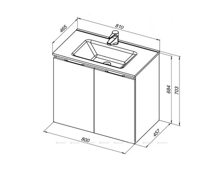 Тумба с Раковиной «Aquanet» Алвита New 80, 2 Дверцы, Серый (00277528)