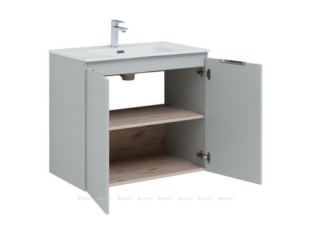 Тумба с Раковиной «Aquanet» Алвита New 80, 2 Дверцы, Серый (00277528)